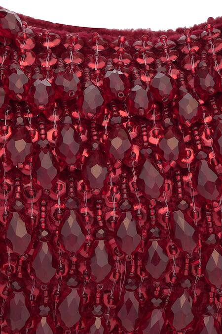 NR By Nidhi Rathi_Maroon Beads Embellished Pearls Clutch _at_Aza_Fashions