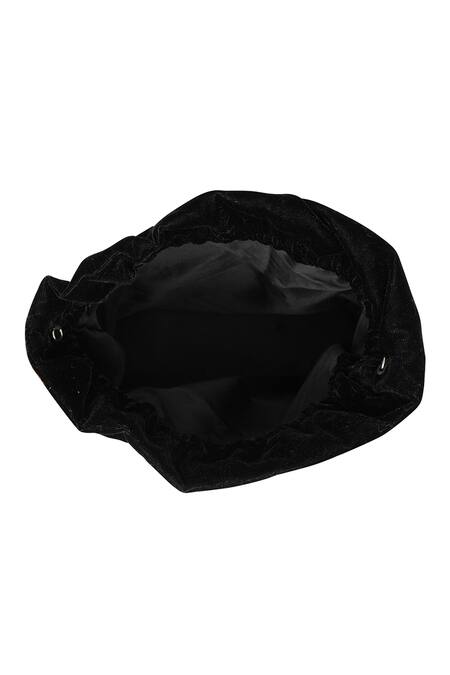 NR By Nidhi Rathi_Black Embroidery, Tassels And Gold Potli _Online_at_Aza_Fashions