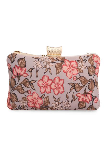 Buy_NR By Nidhi Rathi_Pink Embroidery, Beads Embellished Box Clutch With Sling Chain _Online_at_Aza_Fashions