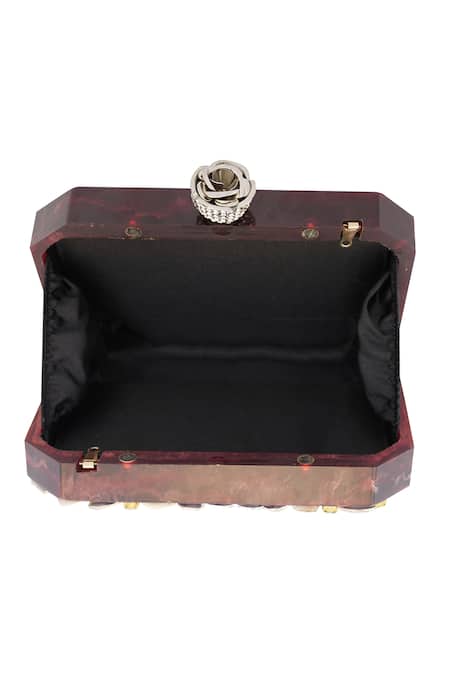 NR By Nidhi Rathi Maroon Crystals, Gemstones And White Embellished Box Clutch Online at Aza Fashions NR By Nidhi Rathi_Maroon Crystals, Gemstones And White Embellished Box Clutch _Online_at_Aza_Fashions