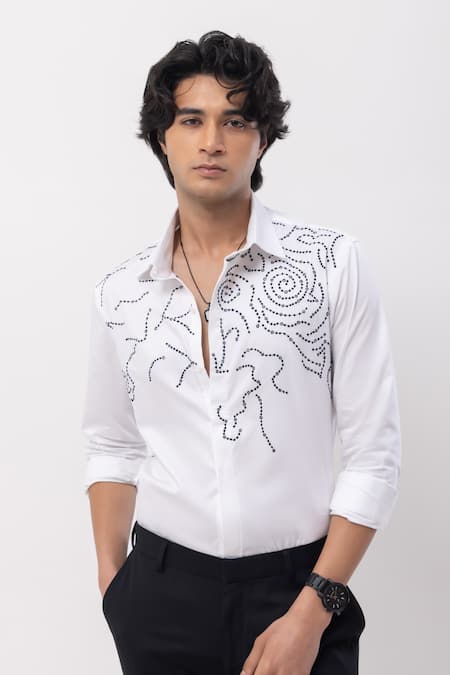 Kaka Calcutta Abstract Dotted Hand Embroidered Shirt 