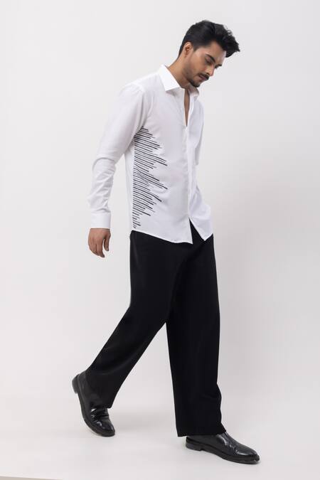 Kaka Calcutta_White Cotton Embroidery Hand Designer Shirt _Online_at_Aza_Fashions