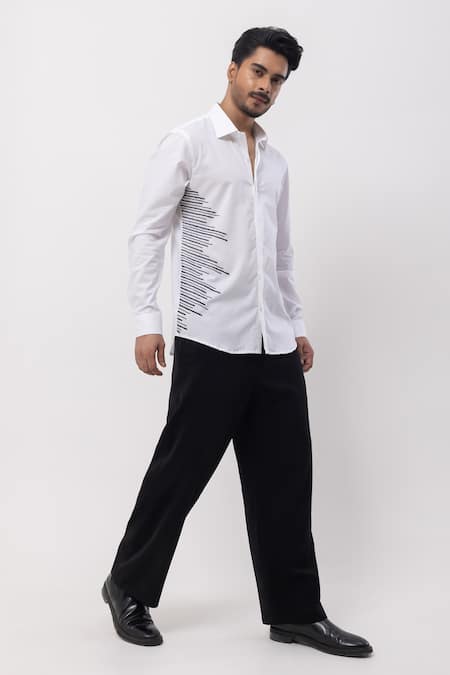 Buy_Kaka Calcutta_White Cotton Embroidery Hand Designer Shirt _Online_at_Aza_Fashions