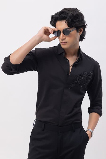 Kaka Calcutta Hand Embroidered Black Shirt 