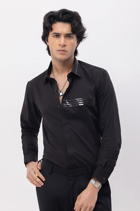 Kaka Calcutta Hand Embroidered Black Shirt 