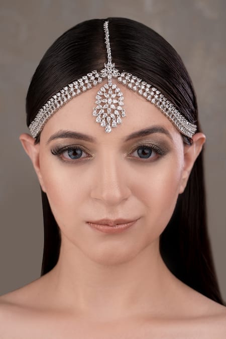 Shop Anana Silver Plated Designer Matha Patti at Aza Fashions Shop_Anana_Silver Plated Designer Matha Patti _at_Aza_Fashions