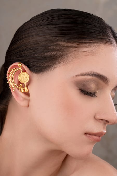 Shop Anana Gold Plated Brass Designer Earcuffs at Aza Fashions Shop_Anana_Gold Plated Brass Designer Earcuffs _at_Aza_Fashions