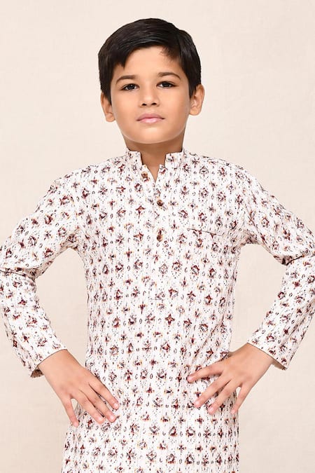 Buy_Petite Pomme_Cream Cotton, Silk Sequins Work Kurta And Pant Set 