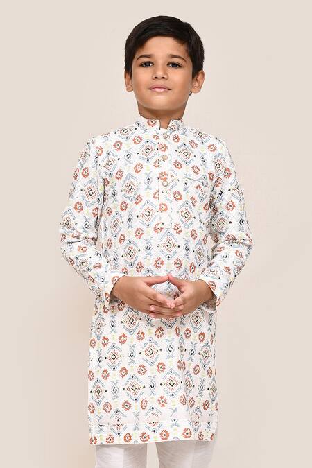 Buy Petite Pomme White Cotton, Silk Sequins Work Kurta And Pant Set Buy_Petite Pomme_White Cotton, Silk Sequins Work Kurta And Pant Set