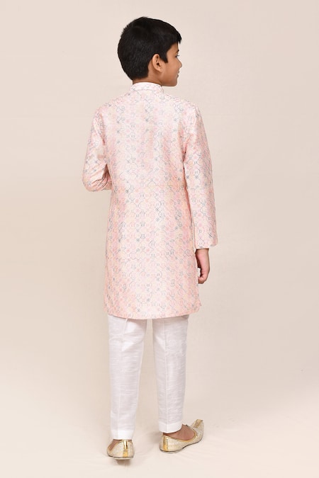 Petite Pomme Baby Pink Thread Work Kurta & Pant Set 
