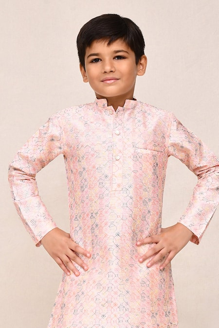 Buy Petite Pomme Pink Silk Embroidery Baby Thread Work Kurta And Pant Set Buy_Petite Pomme_Pink Silk Embroidery Baby Thread Work Kurta And Pant Set