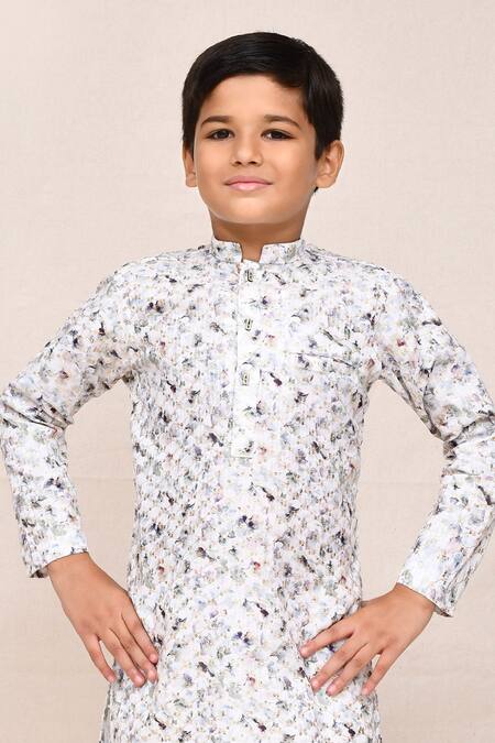 Buy_Petite Pomme_White Cotton, Silk Zari Work Kurta And Pant Set 