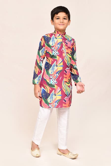 Shop_Petite Pomme_Multi Color Cotton, Silk Multicolour Digital Print Kurta And Pant Set _Online_at_Aza_Fashions