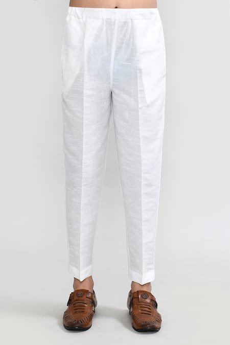 Petite Pomme_Blue Silk Zari Work Kurta And Pant Set _Online_at_Aza_Fashions