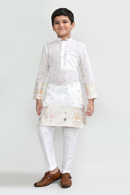 Petite Pomme White Kurta Pant Set 