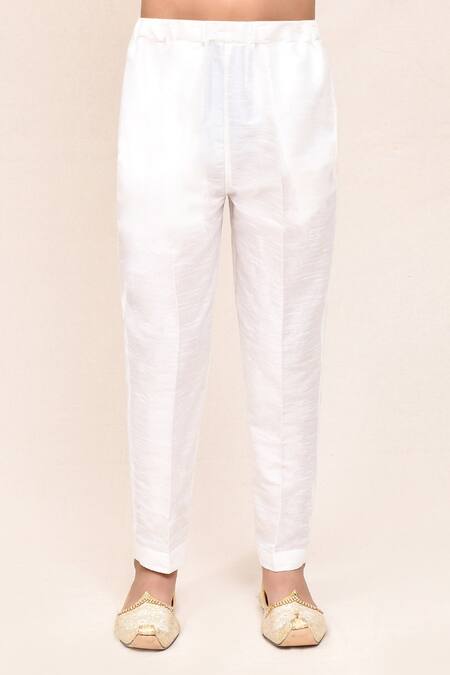 Petite Pomme_Cream Cotton Sequins, Embroidery Thread And Kurta Pant Set _Online_at_Aza_Fashions