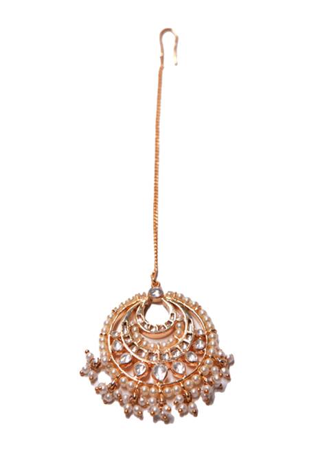 Vasundhara_Gold Plated Nivriti Rhodium Maangtikka _Online_at_Aza_Fashions