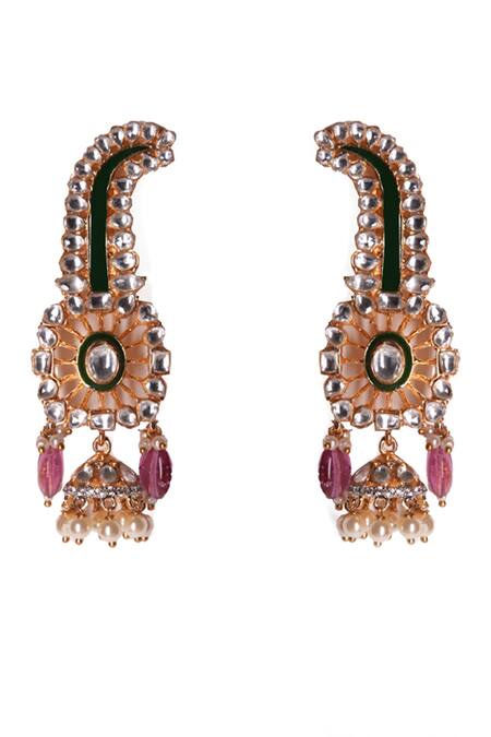 Vasundhara_Multi Color Pearls, Stones Suhani Designer Earrings _Online_at_Aza_Fashions