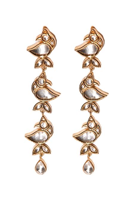 Vasundhara_Gold Plated Pearls Mithira Earrings _Online_at_Aza_Fashions