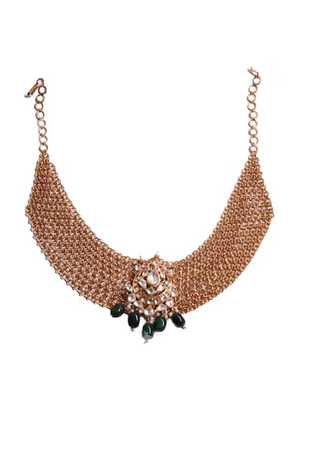 Vasundhara_Gold Plated Jahanara Necklace _Online_at_Aza_Fashions