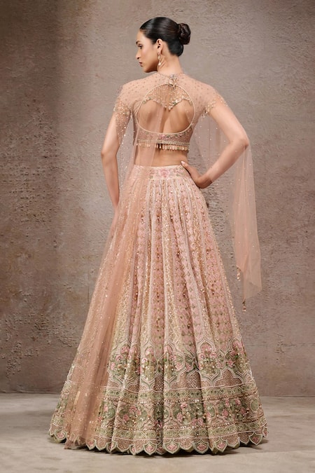 Tarun Tahiliani Ivory-Gold Tulle Net Lehenga Set 