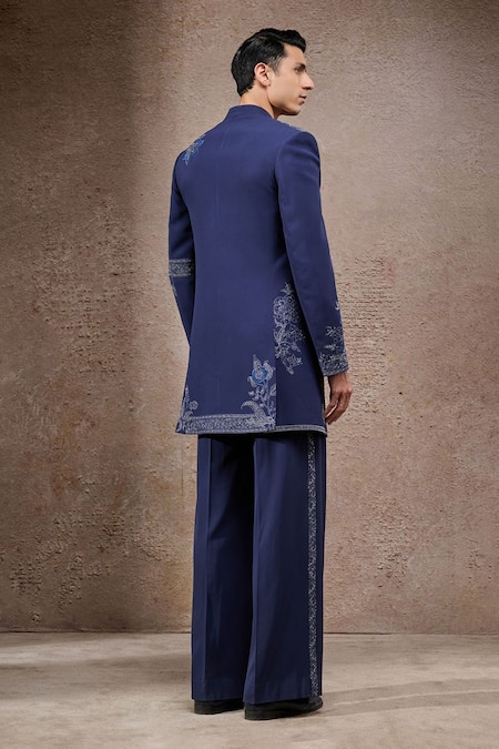 Tarun Tahiliani Navy Designer Sherwani Set 