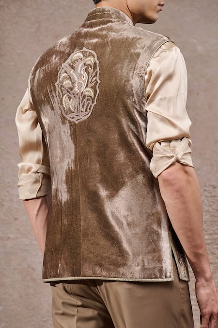 Tarun Tahiliani Designer Silk Velvet Nehru Jacket 