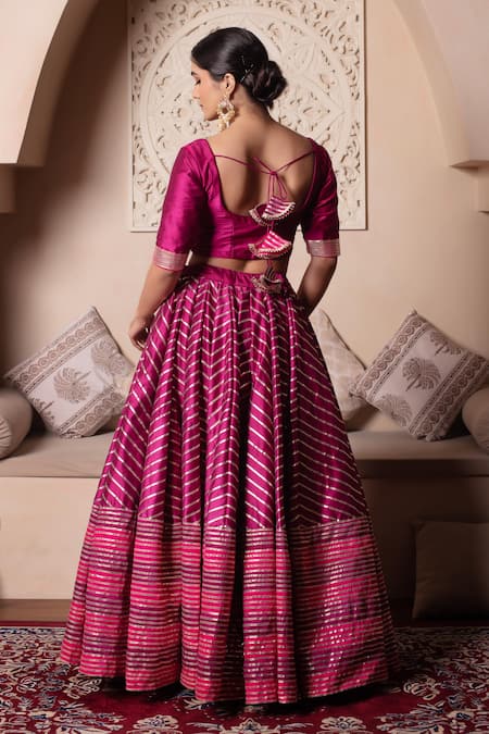 Pomcha Jaipur Rani Pink Gota Patti Lehenga Set 