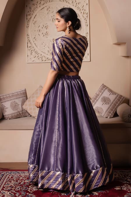 Pomcha Jaipur Purple Gota Patti Lehenga Set 