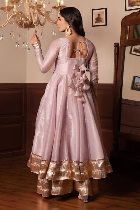 Pomcha Jaipur Pink Gota Patti Anarkali Set 