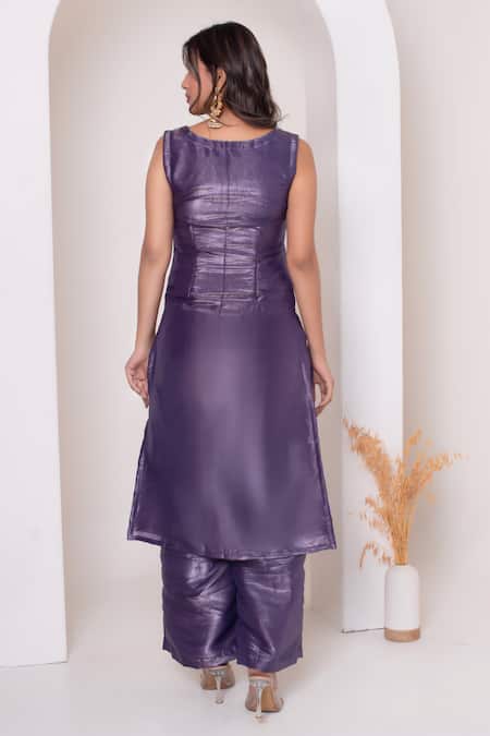 Pomcha Jaipur Purple Gota Patti Kurta Set 