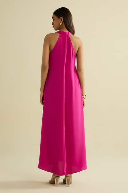 Meesa Pink Crepe Designer Dress 