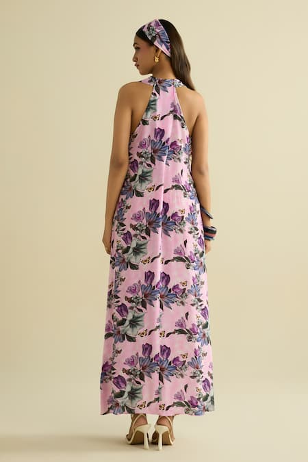 Meesa Floral Print Maxi Dress 