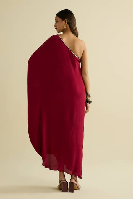 Meesa Maroon Designer Embroidered Kaftan 