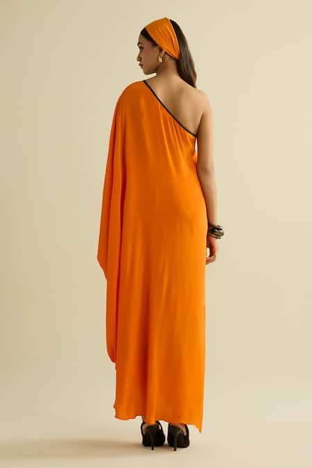 Meesa Designer Orange Crepe Kaftan 