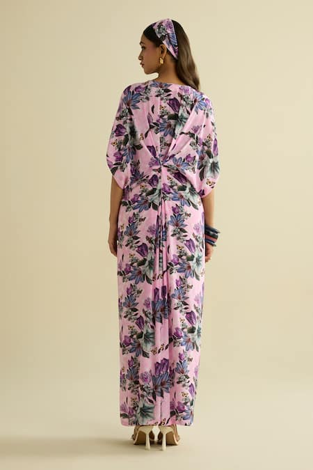Meesa Floral Print Pink Kaftan 