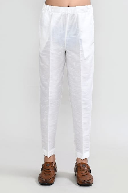 Petite Pomme_White Cotton, Silk Sequins Work Kurta And Pant Set _Online_at_Aza_Fashions