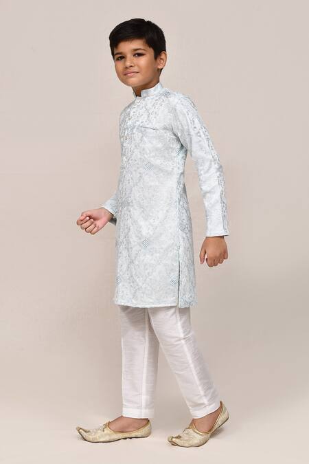 Buy_Petite Pomme_Sky Blue Silk Embroidery Thread Work Kurta And Pant Set _Online_at_Aza_Fashions
