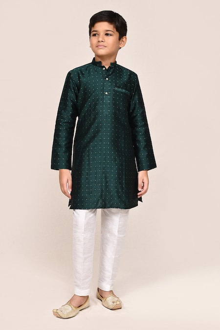 Arihant Rai Sinha Green Jacquard, Silk Embroidery Bottle Kurta And Pant Set 
