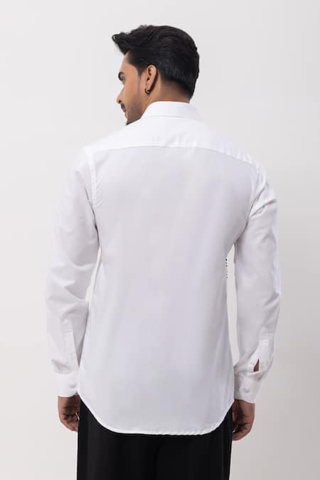 Shop Kaka Calcutta White Cotton Embroidery Hand Shirt at Aza Fashions Shop_Kaka Calcutta_White Cotton Embroidery Hand Shirt _at_Aza_Fashions