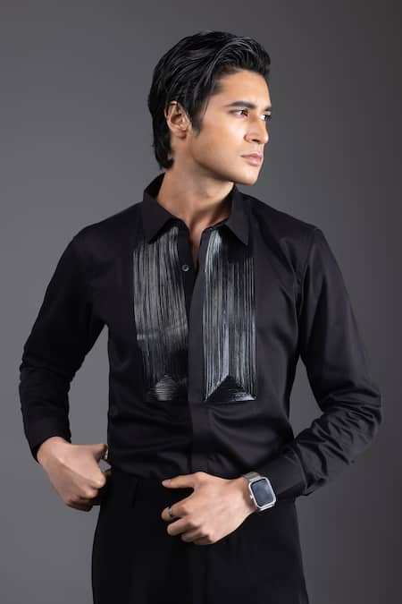 Kaka Calcutta Hand Embroidered Black Shirt 