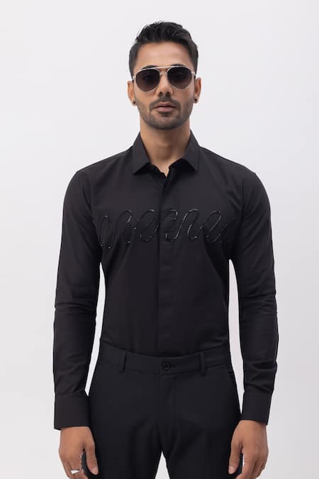 Kaka Calcutta Hand Embroidered Black Shirt 