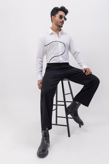 Buy_Kaka Calcutta_White Cotton Embroidery Hand Shirt _Online_at_Aza_Fashions