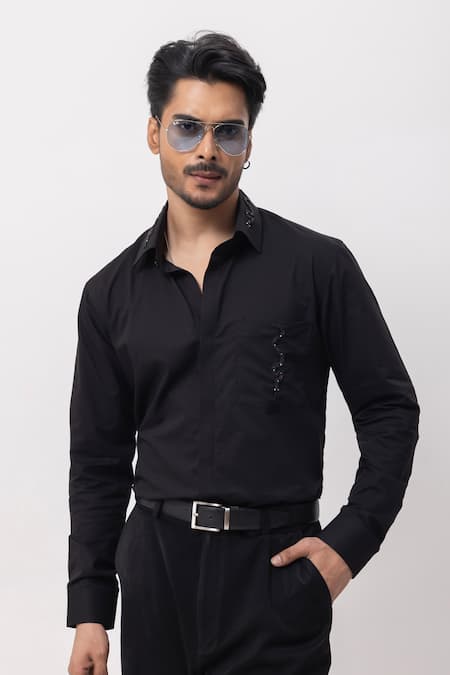 Kaka Calcutta Hand Embroidered Black Shirt 