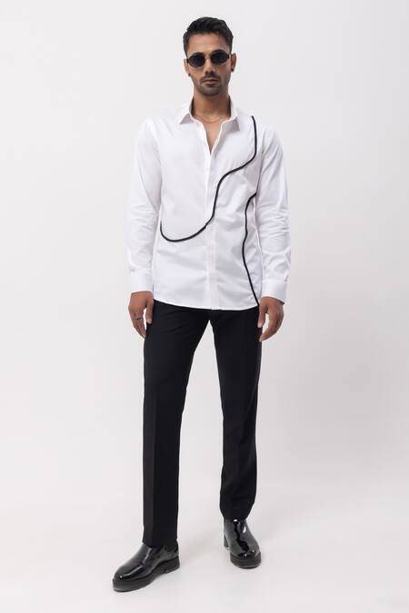 Buy_Kaka Calcutta_White Cotton Embroidery Hand Shirt _Online_at_Aza_Fashions