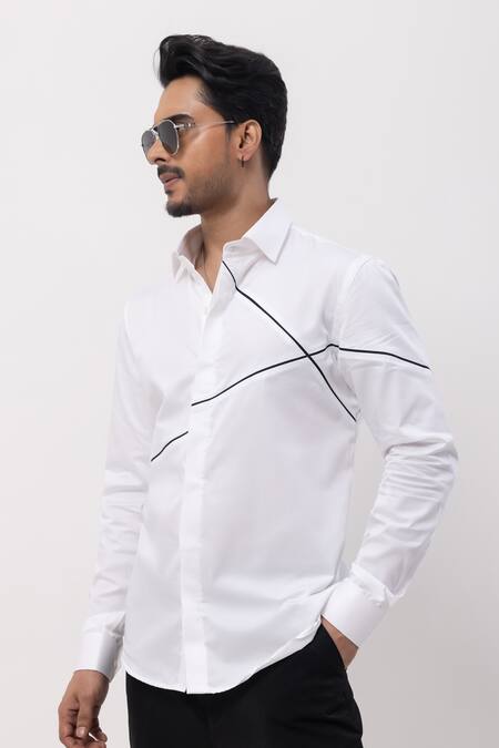 Kaka Calcutta_White Cotton Embroidery Hand Designer Shirt _Online_at_Aza_Fashions