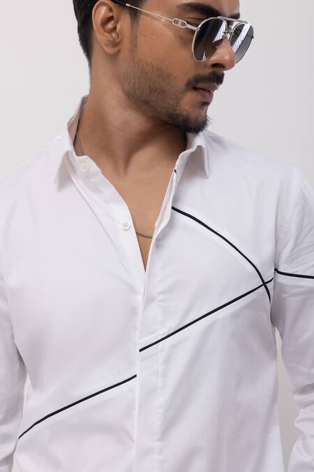 Buy_Kaka Calcutta_White Cotton Embroidery Hand Designer Shirt _Online_at_Aza_Fashions