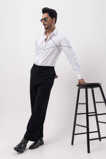 Shop_Kaka Calcutta_White Cotton Embroidery Hand Designer Shirt _Online_at_Aza_Fashions