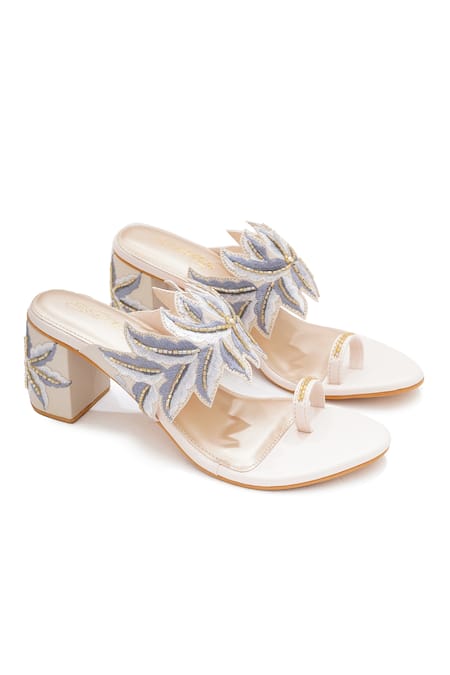 Sole House Cream Embroidery Block Heels 
