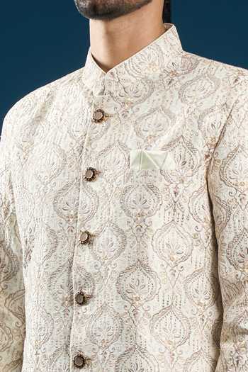 Buy_Arihant Rai Sinha_Cream Silk Embroidery Sherwani Set 